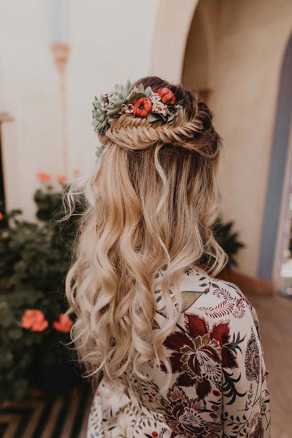 Bridal hairstyle with flowers