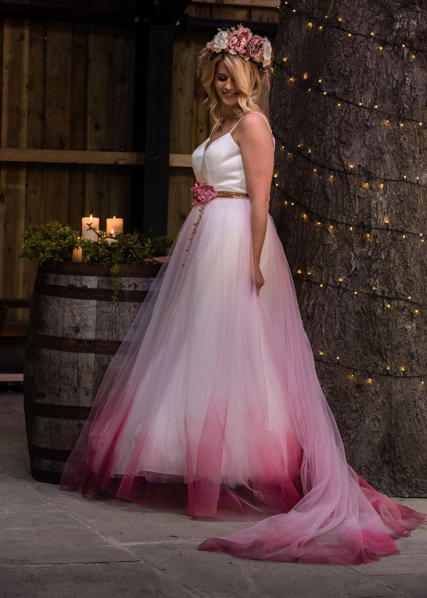 Pink ombre wedding dress