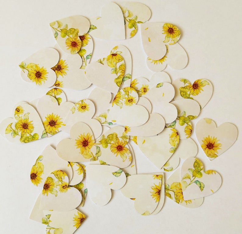 Sunflower confetti hearts