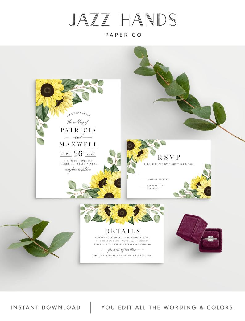 Sunflower wedding invites