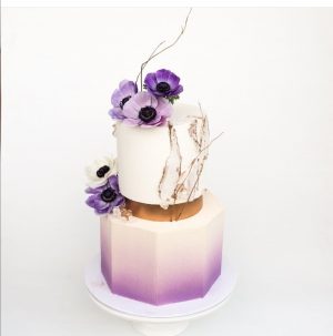 Purple Ombre two tier wedding cake