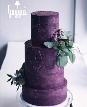 Purple colour block wedding cake