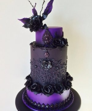 Gothic purple wedding cake