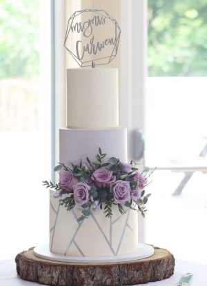 Pastel floral lilac wedding cake