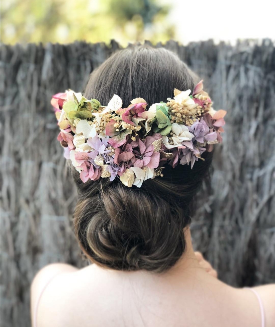Bridal updo with flowers