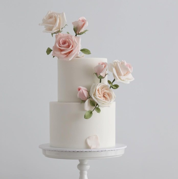 2 tier blush wedding cake